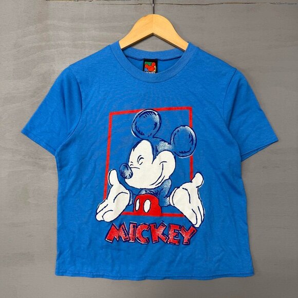 Vintage Mikey Mouse Retro Blue 80s‎ Shirt Size Petite Small - Picture 1 of 5